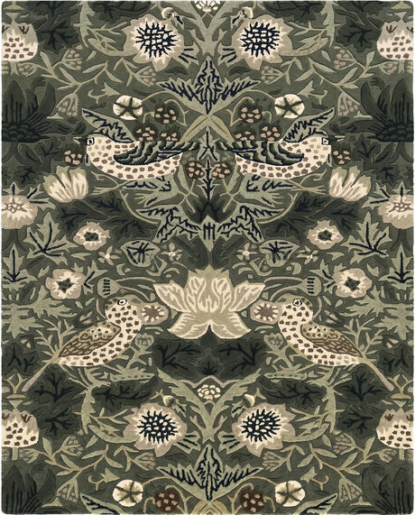 Premium Handmade Wild Strawberry Floral Wool Area Rug