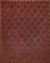 Hand Tufted Wool Rug, Floral Botanical Pattern with Scalloped