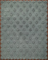 Hand Tufted Wool Rug, Floral Botanical Pattern with Scalloped