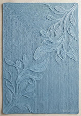 Handwoven Jute Rug with Textured Floral Border Design, Natural Fiber Rug