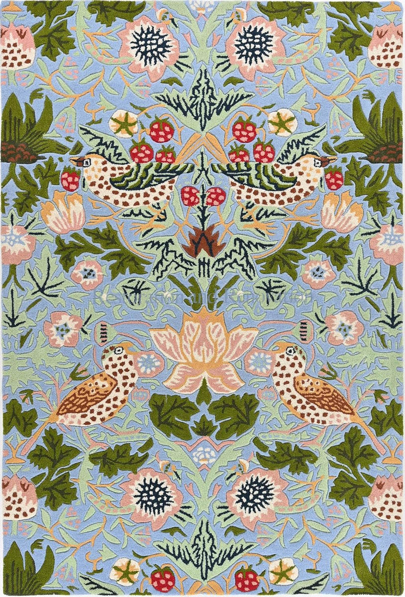 Premium Handmade Wild Strawberry Floral Wool Area Rug