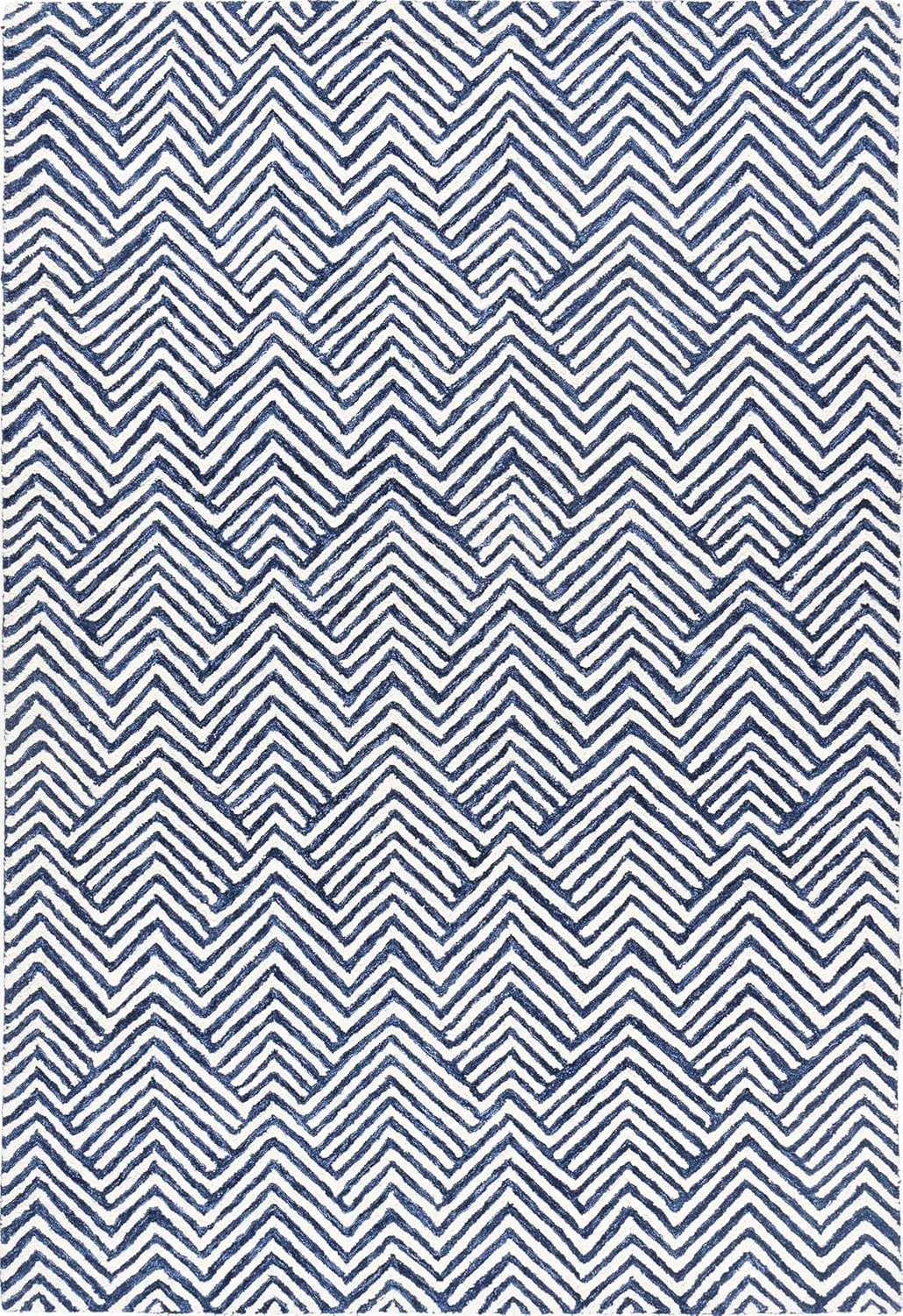 Modern Herringbone Chevron Collection Area Rug - Handmade Wool Carpet