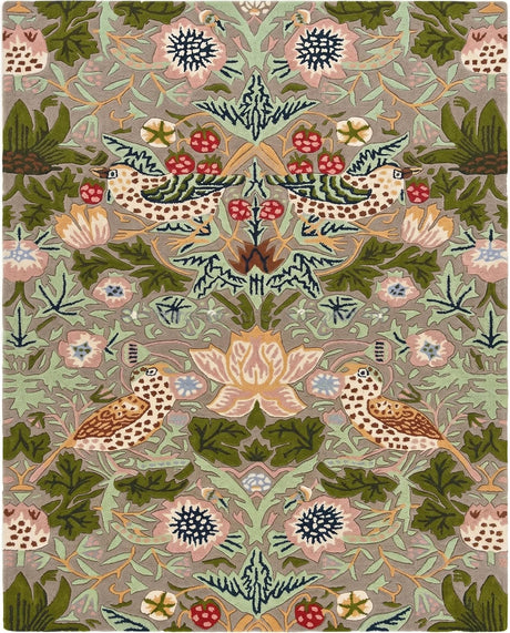 Premium Handmade Wild Strawberry Floral Wool Area Rug