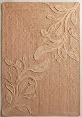 Handwoven Jute Rug with Textured Floral Border Design, Natural Fiber Rug