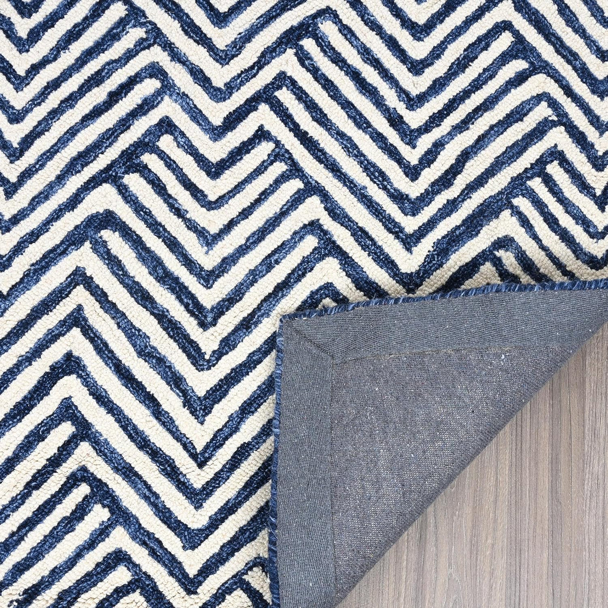 Modern Herringbone Chevron Collection Area Rug - Handmade Wool Carpet