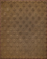 Hand Tufted Wool Rug, Floral Botanical Pattern with Scalloped