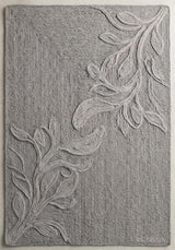 Handwoven Jute Rug with Textured Floral Border Design, Natural Fiber Rug