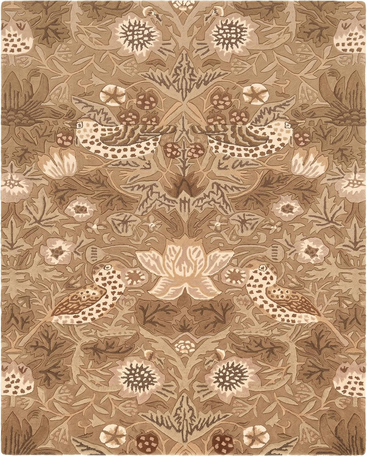 Premium Handmade Wild Strawberry Floral Wool Area Rug