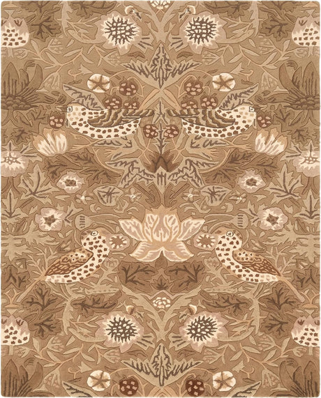 Premium Handmade Wild Strawberry Floral Wool Area Rug