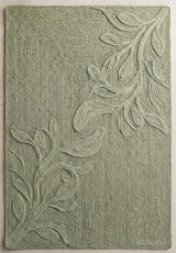 Handwoven Jute Rug with Textured Floral Border Design, Natural Fiber Rug