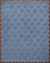 Hand Tufted Wool Rug, Floral Botanical Pattern with Scalloped