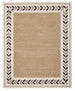 Modern Hand Tufted Wool Rug, Botanical Leaf Border Design