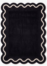 Modern Hand Tufted Wool Rug | Handmade Scalloped Border Carpet