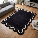 Modern Hand Tufted Wool Rug | Handmade Scalloped Border Carpet