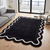 Modern Hand Tufted Wool Rug | Handmade Scalloped Border Carpet