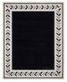 Modern Hand Tufted Wool Rug, Botanical Leaf Border Design