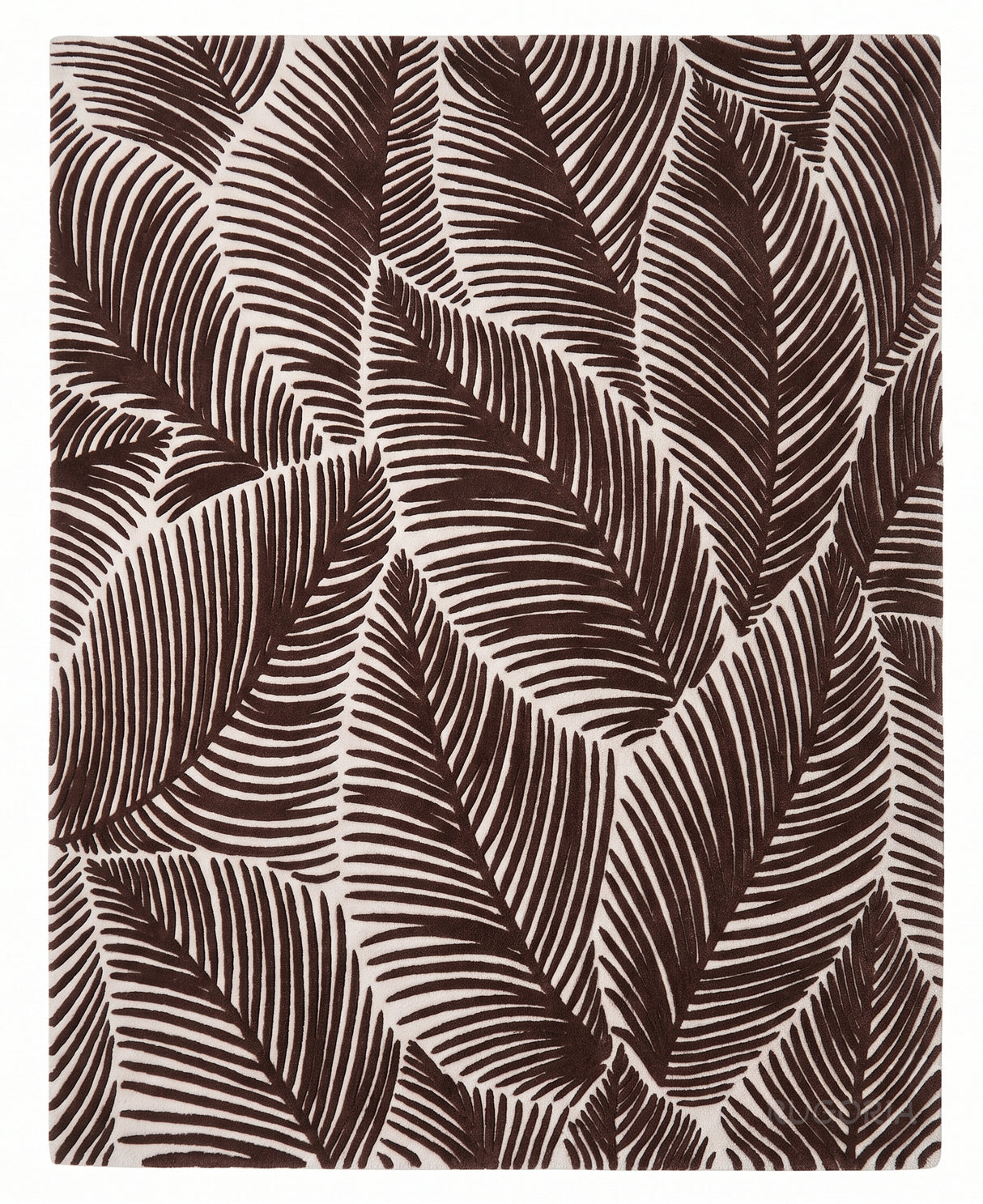Hand Tufted Wool Area Rug, Tropical Palm Leaf Botanical Design