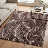 Hand Tufted Wool Area Rug, Tropical Palm Leaf Botanical Design