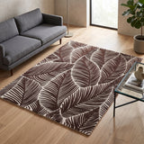 Hand Tufted Wool Area Rug, Tropical Palm Leaf Botanical Design