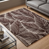 Hand Tufted Wool Area Rug, Tropical Palm Leaf Botanical Design