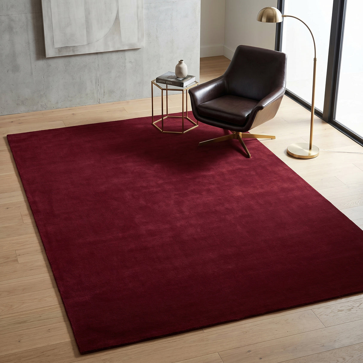 Solid Hand Tufted Wool Area Rug, Soft Plush Carpet