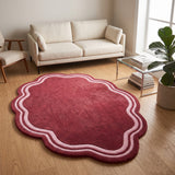 Modern Hand Tufted Wool Area Rug, Scalloped Border Design