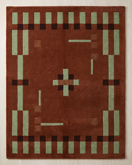 Hand Tufted Wool Rug, Modern Abstract Geometric Border Design