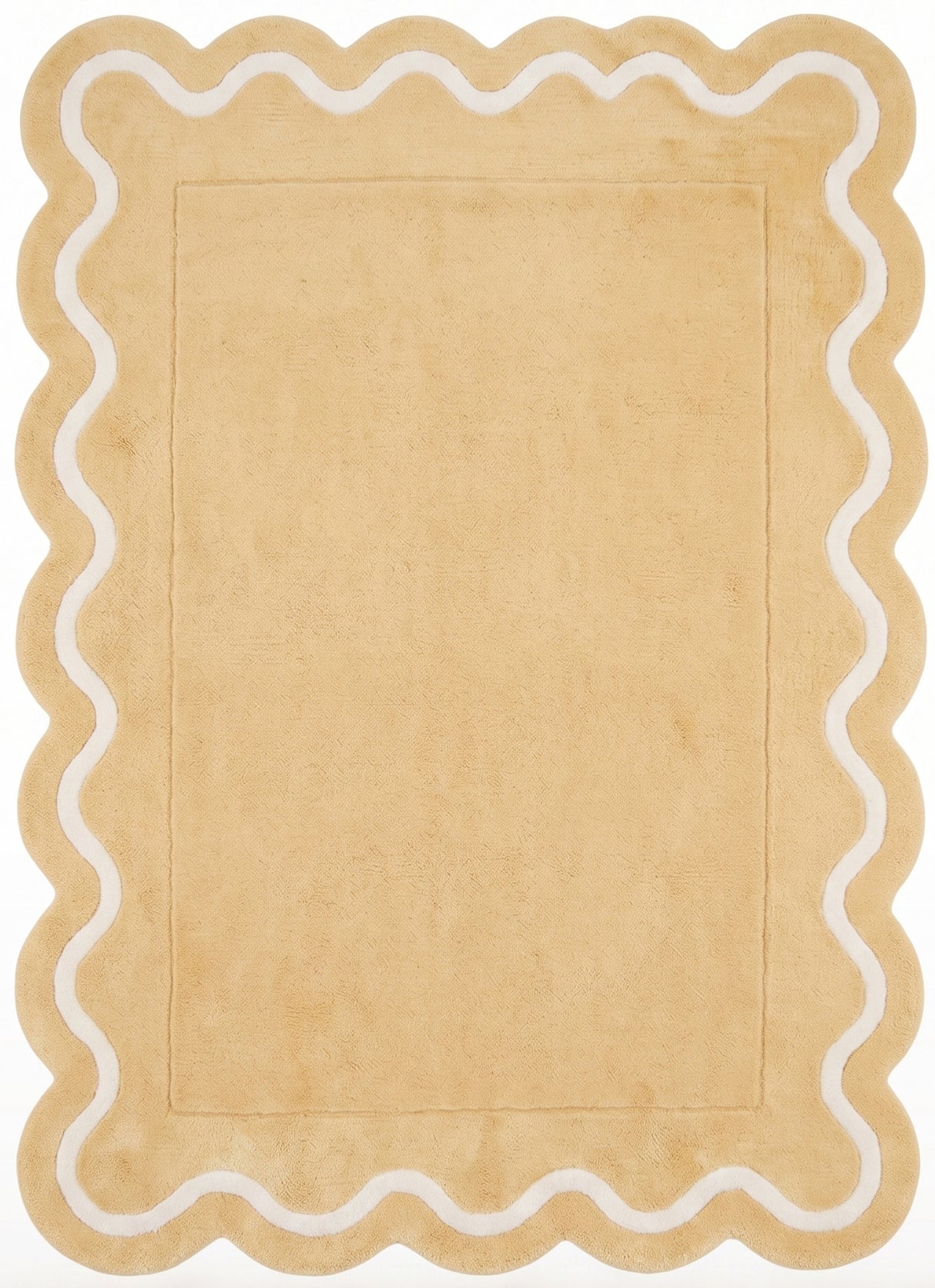 Modern Hand Tufted Wool Rug | Handmade Scalloped Border Carpet