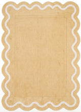 Modern Hand Tufted Wool Rug | Handmade Scalloped Border Carpet