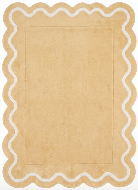 Modern Hand Tufted Wool Rug | Handmade Scalloped Border Carpet
