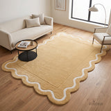 Modern Hand Tufted Wool Rug | Handmade Scalloped Border Carpet