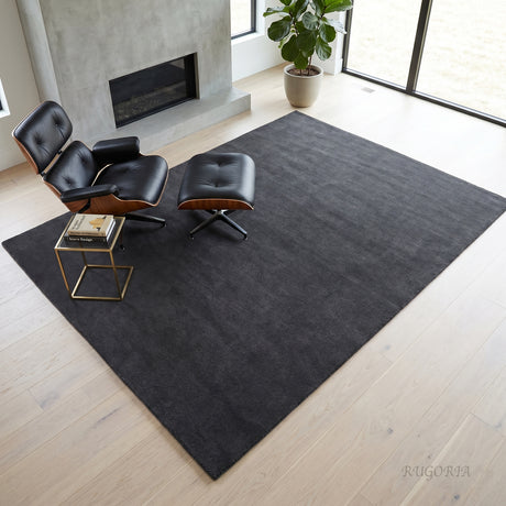 Solid Hand Tufted Wool Area Rug, Soft Plush Carpet