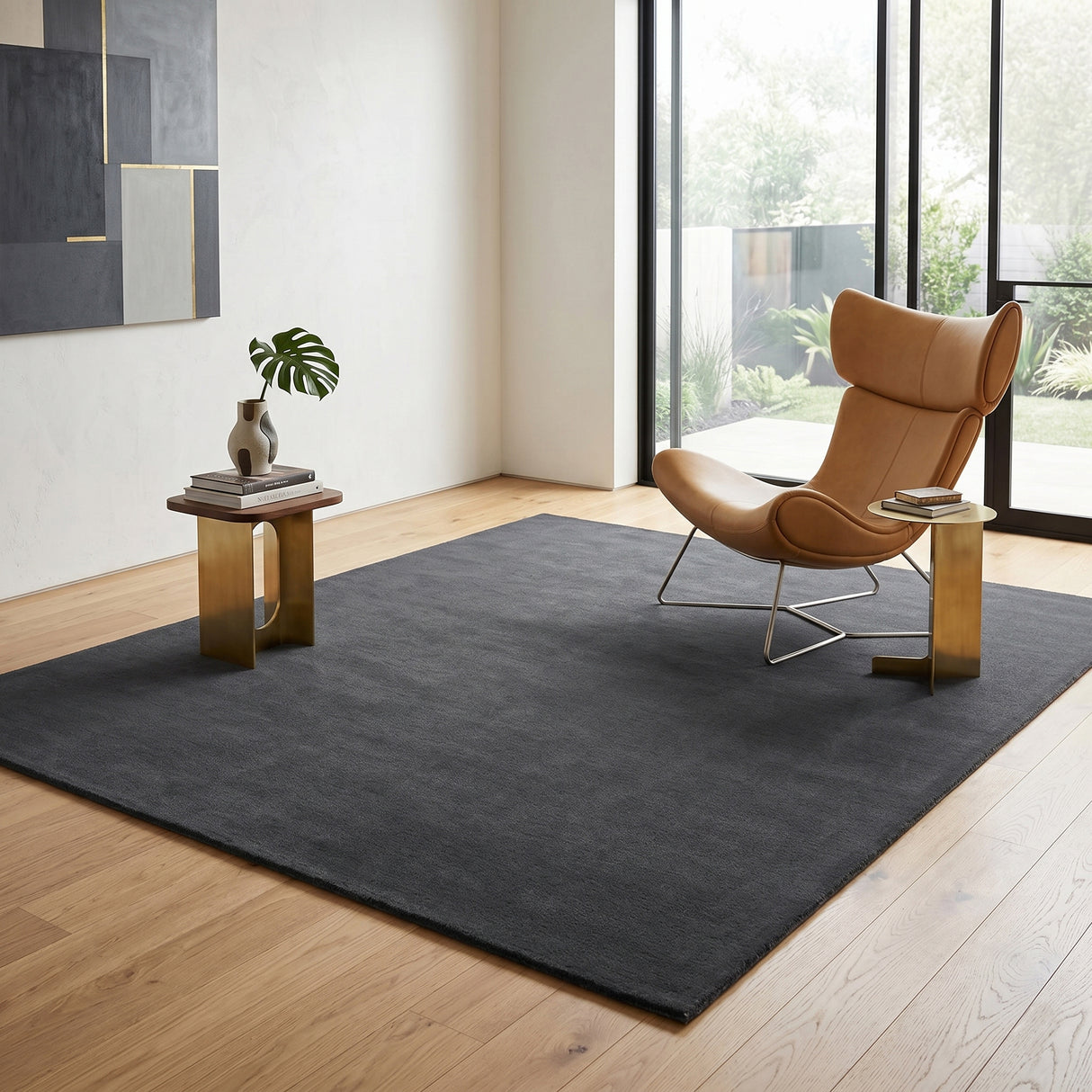 Solid Hand Tufted Wool Area Rug, Soft Plush Carpet