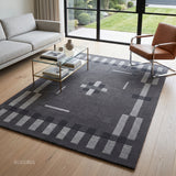 Hand Tufted Wool Rug, Modern Abstract Geometric Border Design