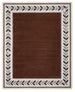 Modern Hand Tufted Wool Rug, Botanical Leaf Border Design