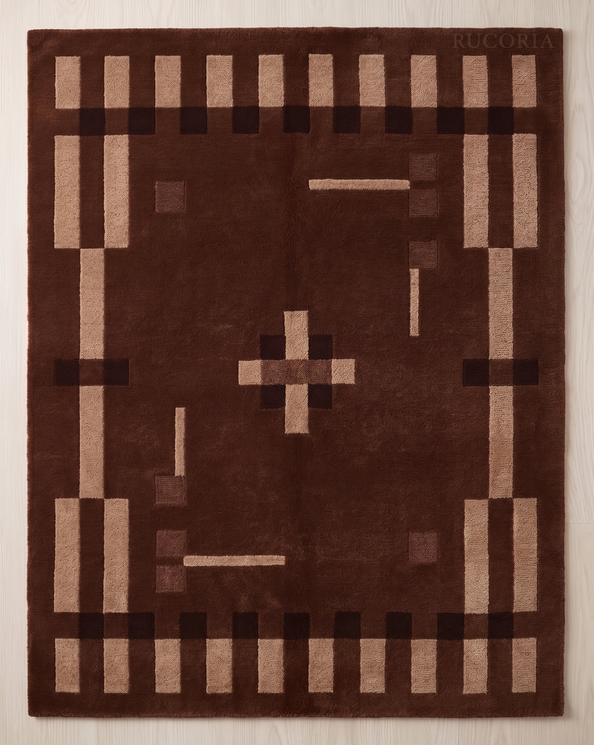 Hand Tufted Wool Rug, Modern Abstract Geometric Border Design