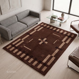 Hand Tufted Wool Rug, Modern Abstract Geometric Border Design