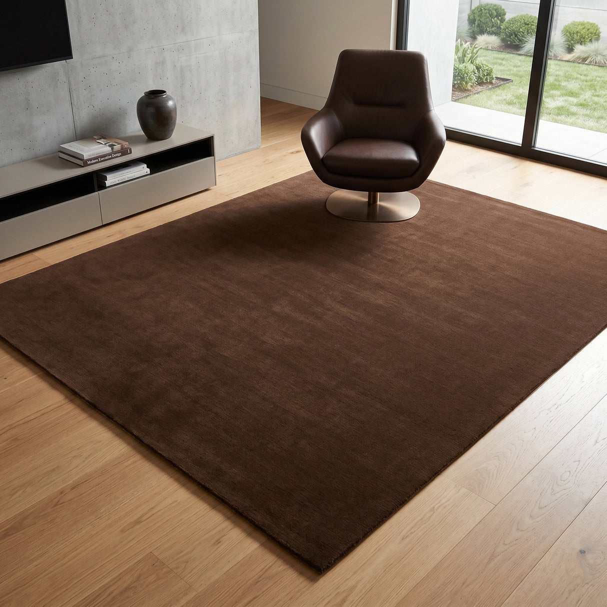 Solid Hand Tufted Wool Area Rug, Soft Plush Carpet