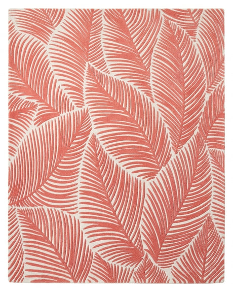 Hand Tufted Wool Area Rug, Tropical Palm Leaf Botanical Design