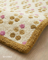 Hand Tufted Wool Area Rug Floral Dot Pattern