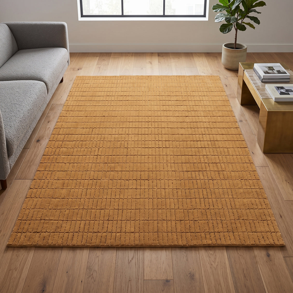 Hand-Tufted 100% Wool Rug – Unique Modern Geometric Grid Pattern