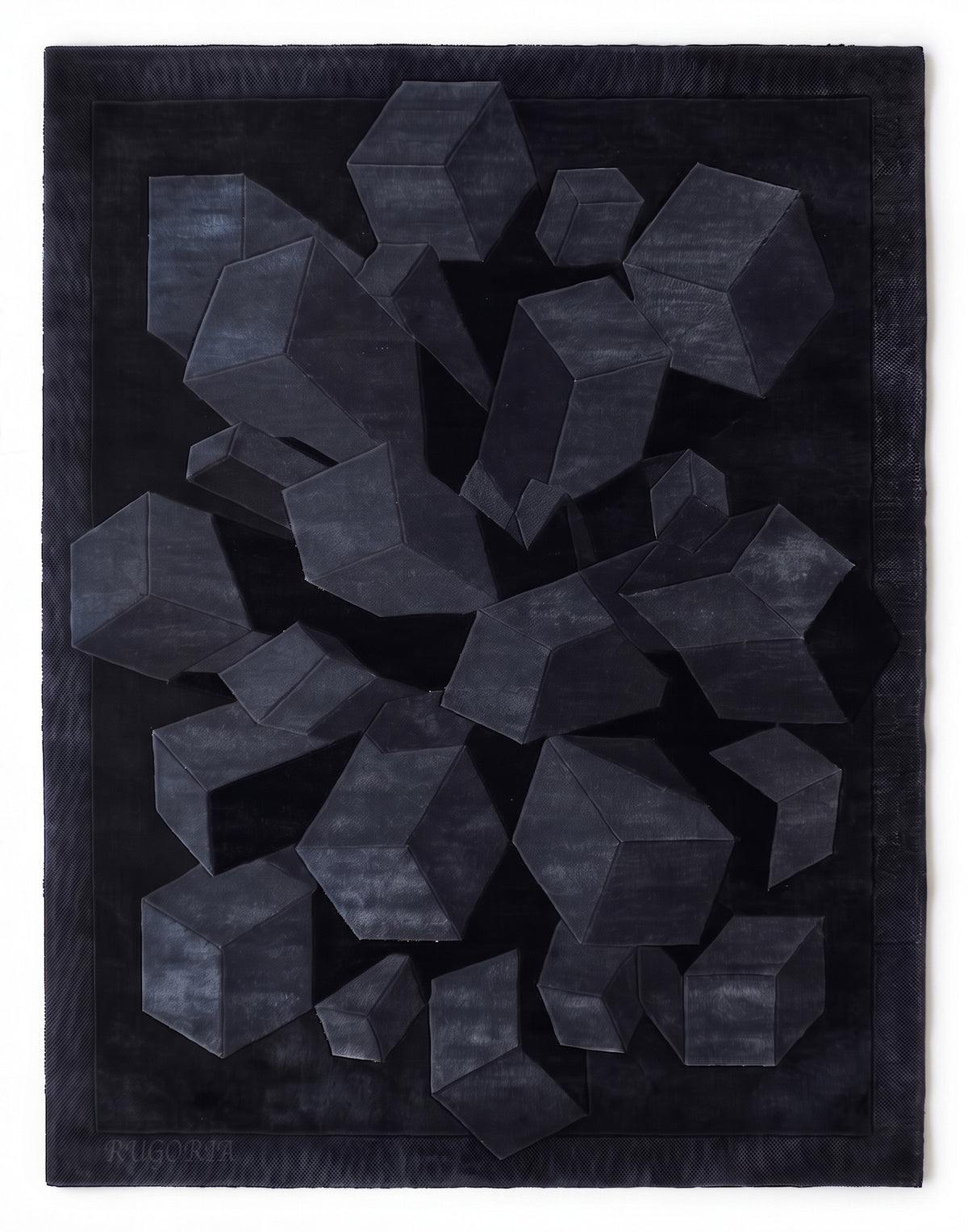 Hand-Tufted Wool Area Rug, 3D Cube Design