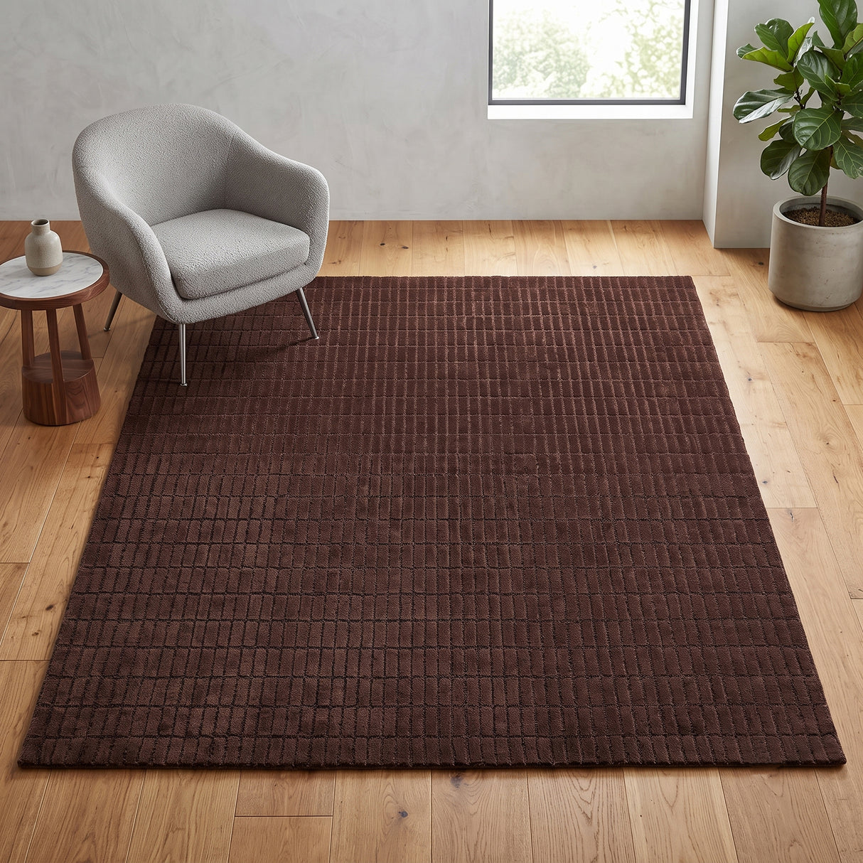 Hand-Tufted 100% Wool Rug – Unique Modern Geometric Grid Pattern