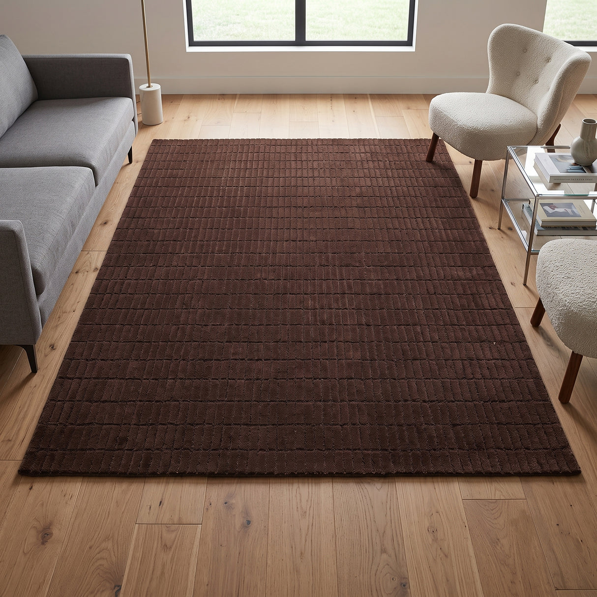 Hand-Tufted 100% Wool Rug – Unique Modern Geometric Grid Pattern