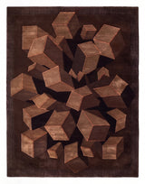 Hand-Tufted Wool Area Rug, 3D Cube Design