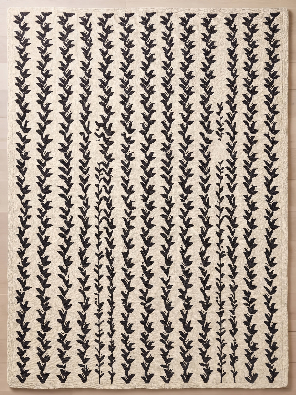 Hand-Tufted Wool Area Rug, Botanical Vine Pattern, Soft Thick Wool Carpet