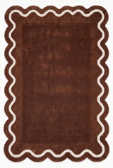 Modern Hand Tufted Wool Rug | Handmade Scalloped Border Carpet