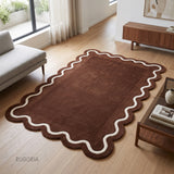 Modern Hand Tufted Wool Rug | Handmade Scalloped Border Carpet
