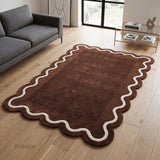 Modern Hand Tufted Wool Rug | Handmade Scalloped Border Carpet