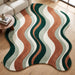 Modern Hand Tufted Wool Area Rug, Abstract Wave Striped Pattern,